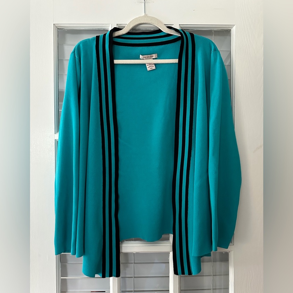 Covington Women’s XL Teal And Black Open Cardigan | SKU 0673